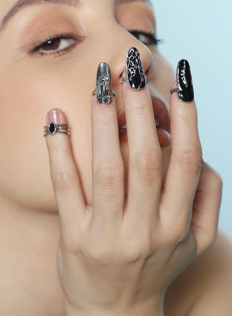 SOHI Women The Enamel-Goliath Nail Ring Set | Metallic  Colour | One-Size | Metallic Alloy Material | Adjustable Closure | Ring For Casual & Evening Wear - Image 2