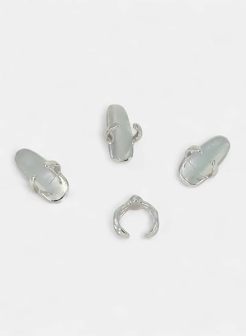 Sohi  Women The Enamel-Goliath Nail Ring Set | Metallic  Colour | One-Size | Metallic Alloy Material | Adjustable Closure | Ring For Casual & Evening Wear for Women | Best Price UAE