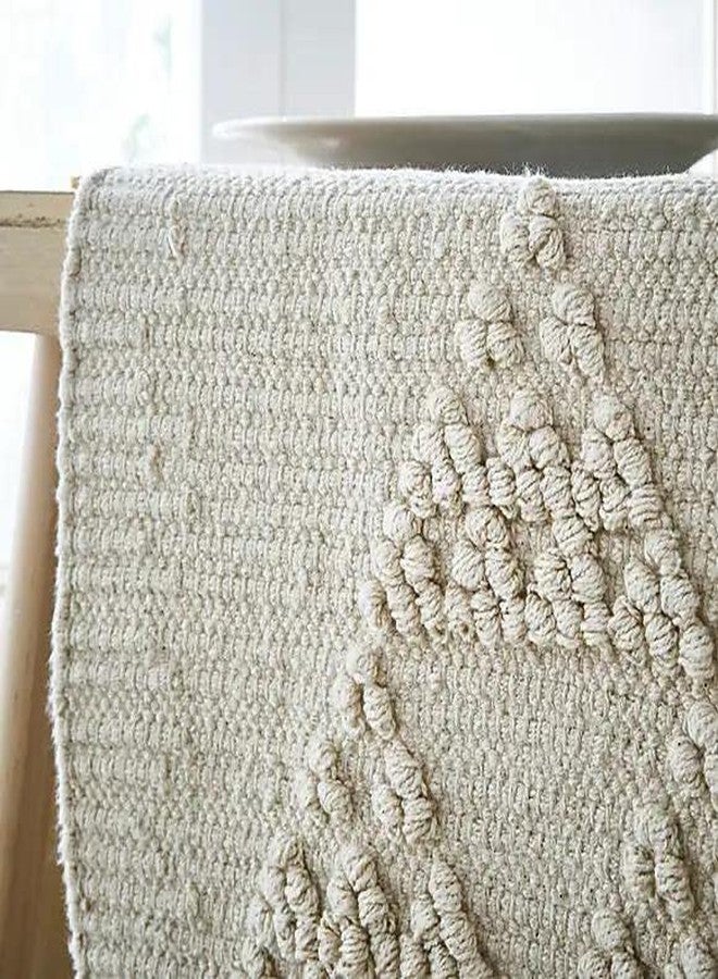 Slazie Premium Boho Cotton Table Runner for 4 6 Seater Dining Table |Center Table |Coffee Table|Dining Table|Eating Area|Table Decor(14*72 INCHES)|White| SZPR 001 - Image 3