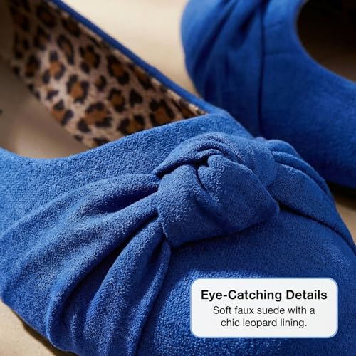 Epic Step Ballet Flats for Women, Comfortable Slip on Faux Suede Round Toe, Ballerina Dressy Flat Shoes (Blue, 8) - Image 5
