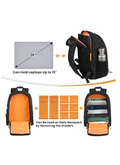 PULUZ Large Capacity Waterproof Shockproof Backpack Camera Bag w/15 Inch Laptop Compartment Rain Cover for Men Women Photographer DSLR SLR Cameras Lenses Tripod Photography Accessories  - Image 4