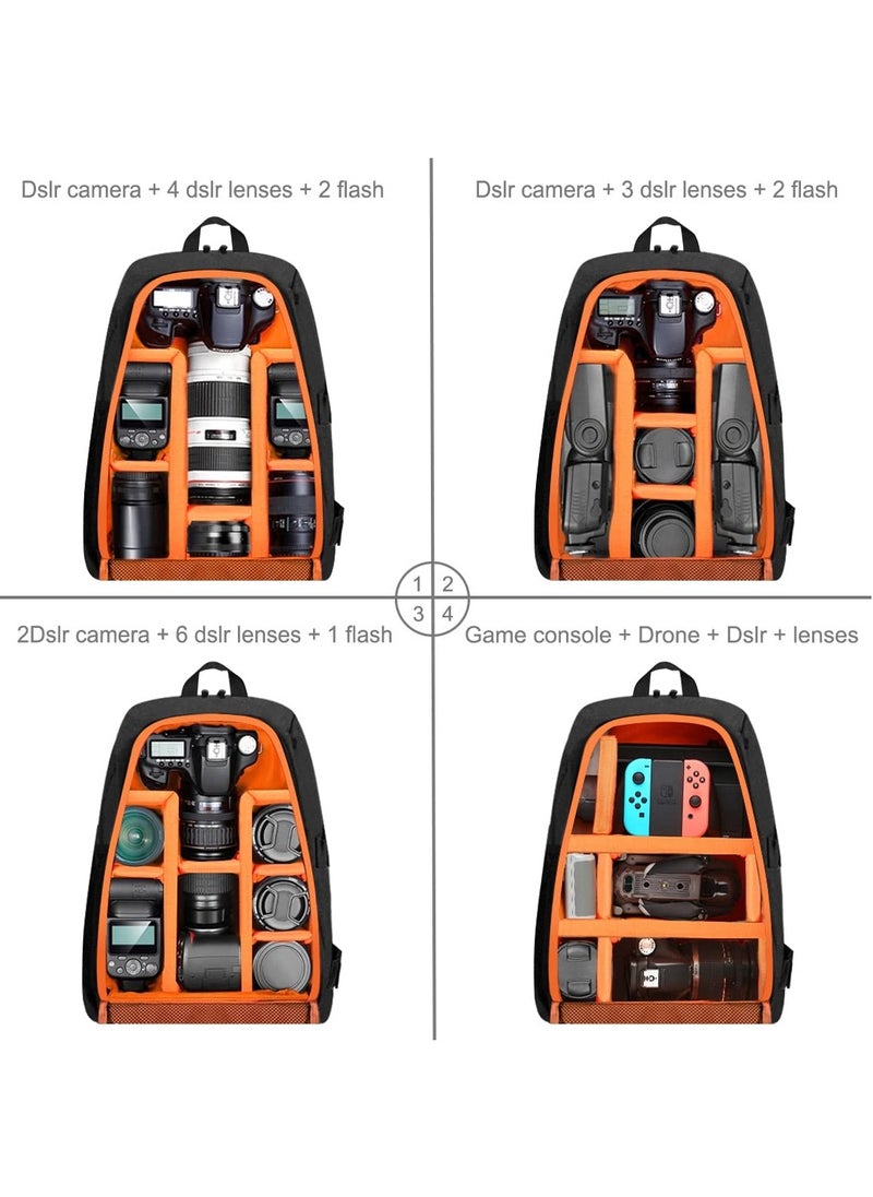 PULUZ Large Capacity Waterproof Shockproof Backpack Camera Bag w/15 Inch Laptop Compartment Rain Cover for Men Women Photographer DSLR SLR Cameras Lenses Tripod Photography Accessories  - Image 5
