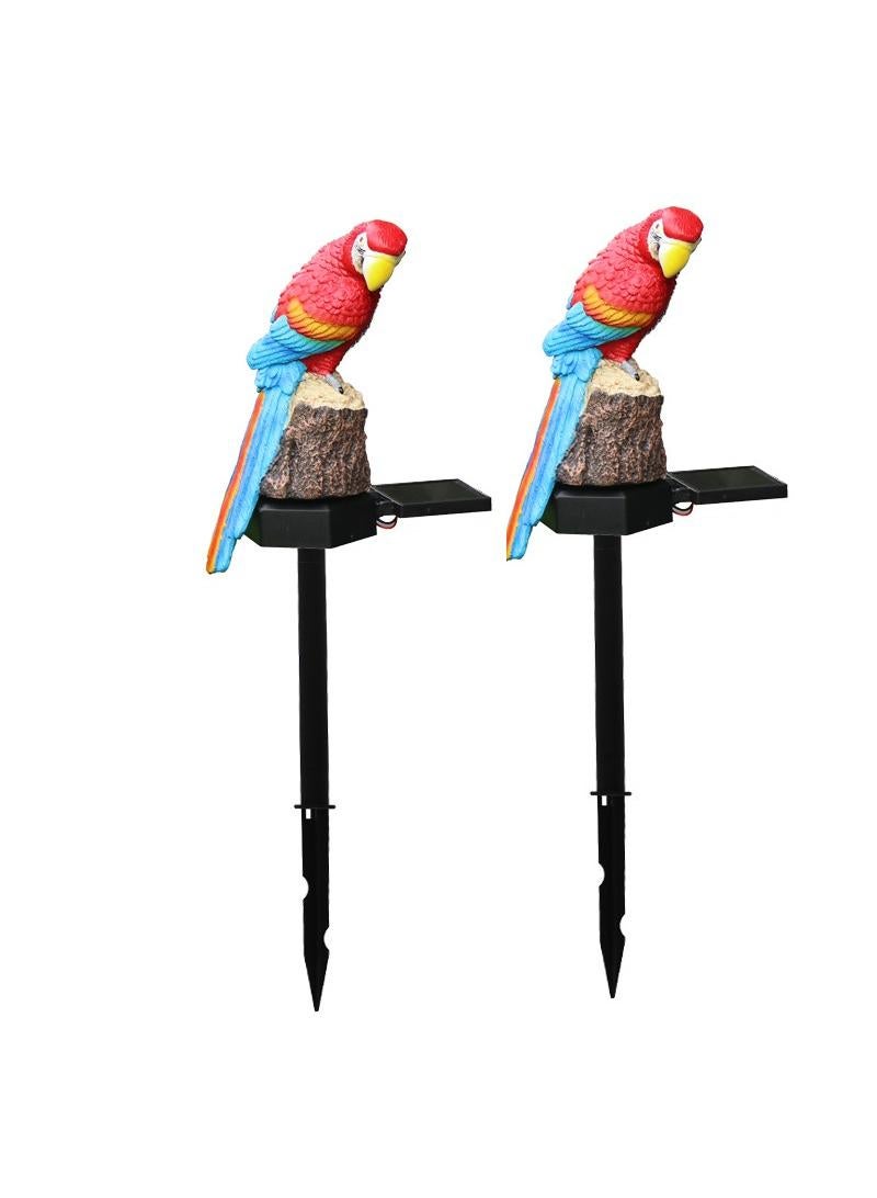 Loquat 2 Pieces Parrot Shaped Solar LED Lights Effect Garden Light Auto On OR Off Dust To Dawn Outdoor Waterproof Landscape Decoration Solar Powered Security Torch Light - Image 1
