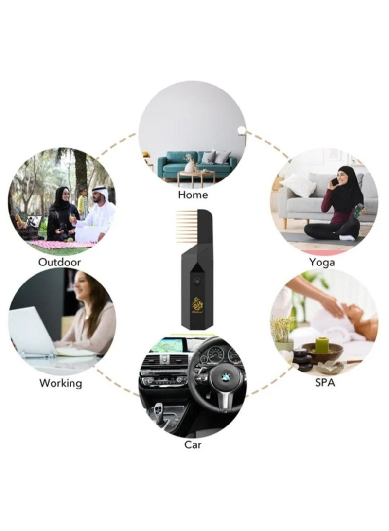 Bukhoor 2023 New Design USB Rechargeable Hair Electric Bakhoor Luxury Incense Burner Black - Image 5