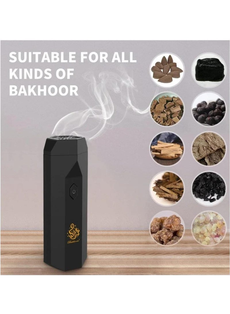 Bukhoor 2023 New Design USB Rechargeable Hair Electric Bakhoor Luxury Incense Burner Black - Image 4