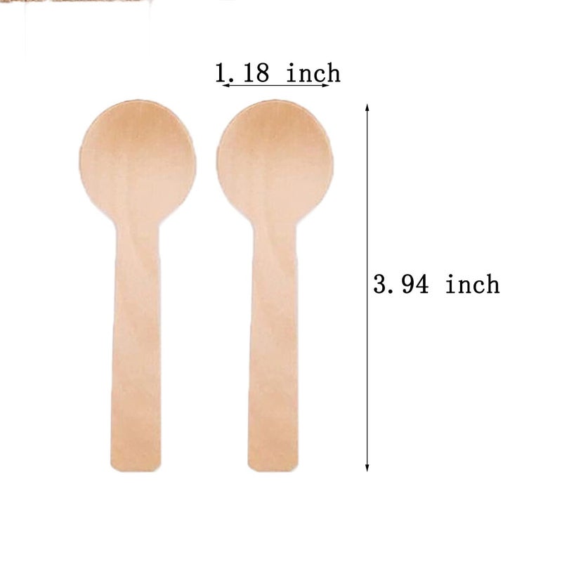 MYYZMY 200pcs Mini Wooden Spoons 4inch Disposable Wooden Ice Cream Dessert Spoons Biodegradable Compostable Birchwood - Image 2