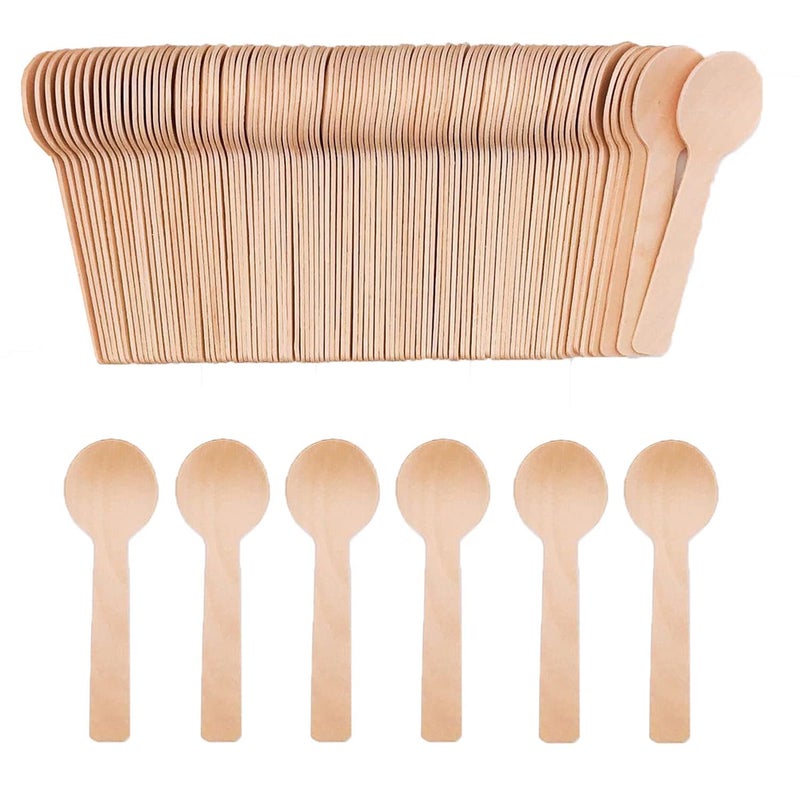 MYYZMY 200pcs Mini Wooden Spoons 4inch Disposable Wooden Ice Cream Dessert Spoons Biodegradable Compostable Birchwood - Image 5