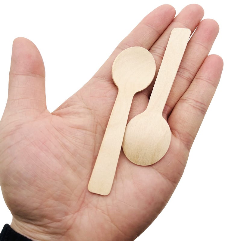 MYYZMY 200pcs Mini Wooden Spoons 4inch Disposable Wooden Ice Cream Dessert Spoons Biodegradable Compostable Birchwood - Image 3