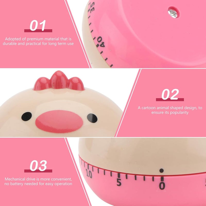 Cute Cartoon Chicken Mechanical Timer for Kitchen Baking Easy-use Management Tool with Loud Alarm Animal-Shaped Home Decor Reminder Countdown Clock for Cooking - Image 2