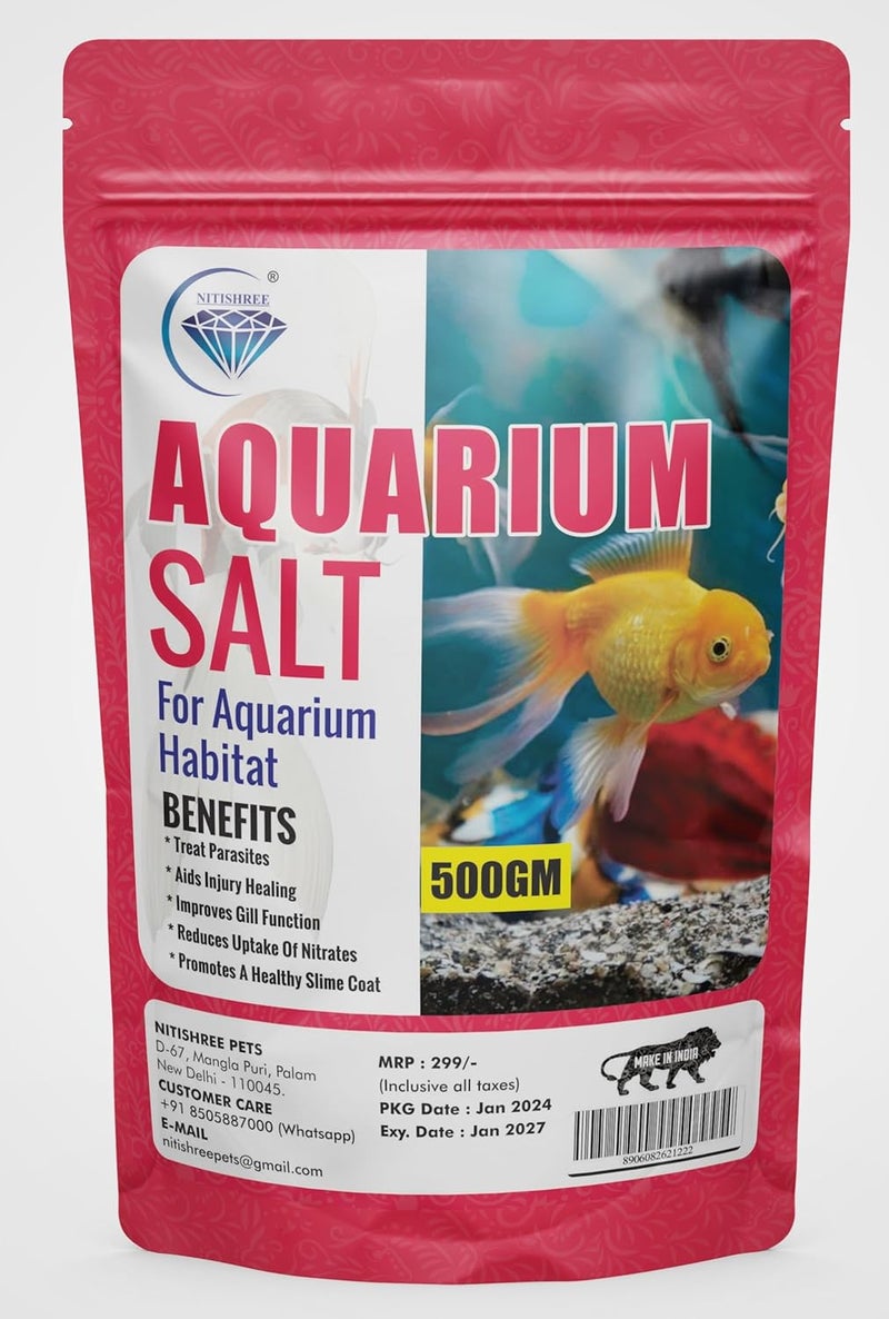 Nitishree Aquarium Salt for Goldfish, Betta Fish, Marine Fish – 500 Gm - Image 1