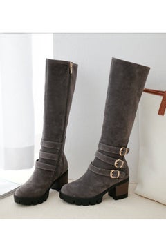 Loquat Fashion Boots With High Heels Grey 