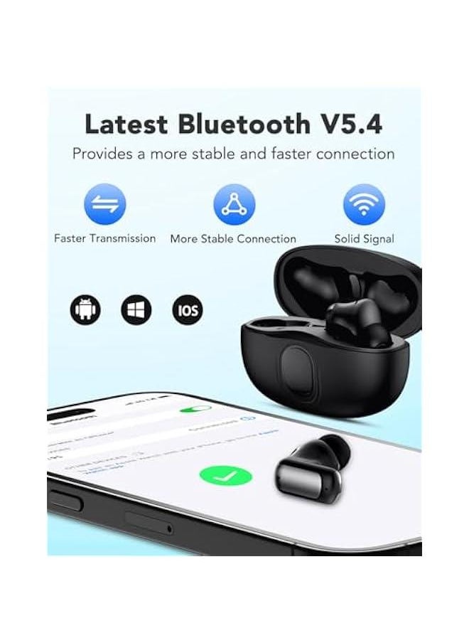 Generic - True Wireless Earbuds in-Ear Bluetooth Earphones with Mic TWS Headphones for Sport, Lightweight Fit, Premium Sound, Compatible with Android iOS Phone Tablet Laptop, Black - Image 1