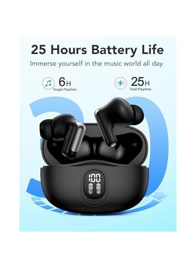 Generic - True Wireless Earbuds in-Ear Bluetooth Earphones with Mic TWS Headphones for Sport, Lightweight Fit, Premium Sound, Compatible with Android iOS Phone Tablet Laptop, Black - Image 1