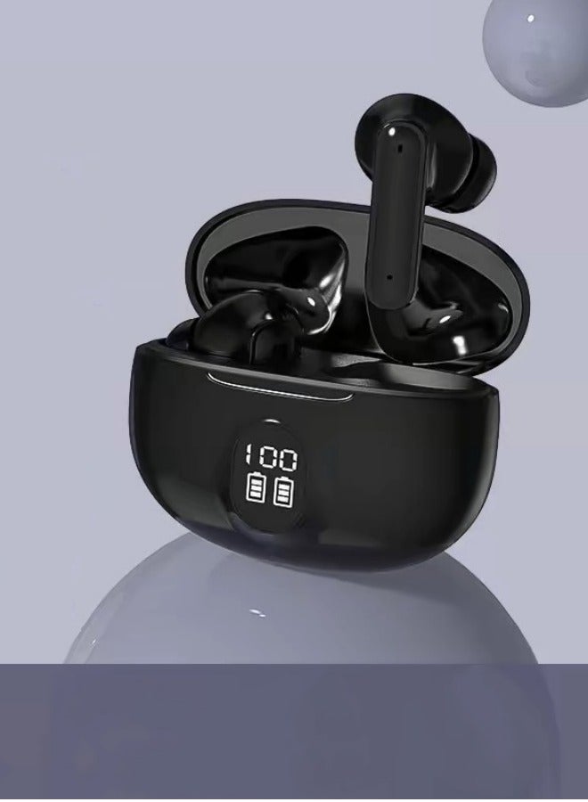 True Wireless Earbuds in-Ear Bluetooth Earphones with Mic TWS Headphones for Sport, Lightweight Fit, Premium Sound, Compatible with Android iOS Phone Tablet Laptop, Black - Image 1