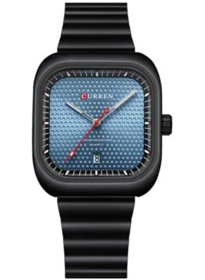 كارين ساعة رجالية كاجوال كوريين 8460 بميناء مربع وسوار فولاذي حركة كوارتز يابانية - Image 1