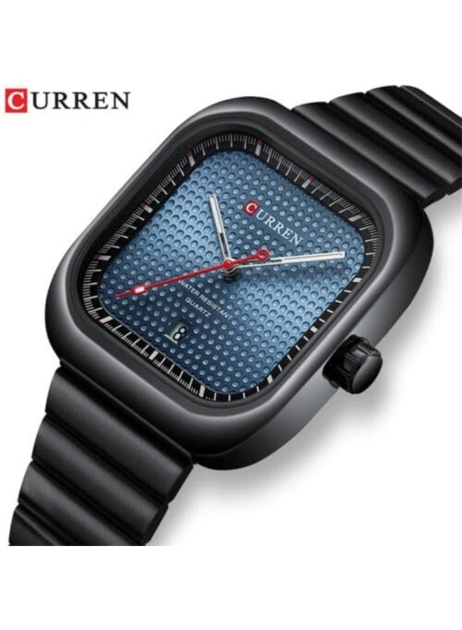 كارين ساعة رجالية كاجوال كوريين 8460 بميناء مربع وسوار فولاذي حركة كوارتز يابانية - Image 2