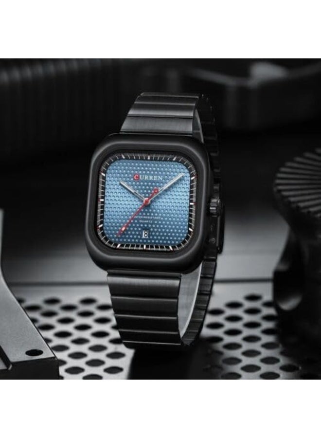 كارين ساعة رجالية كاجوال كوريين 8460 بميناء مربع وسوار فولاذي حركة كوارتز يابانية - Image 4