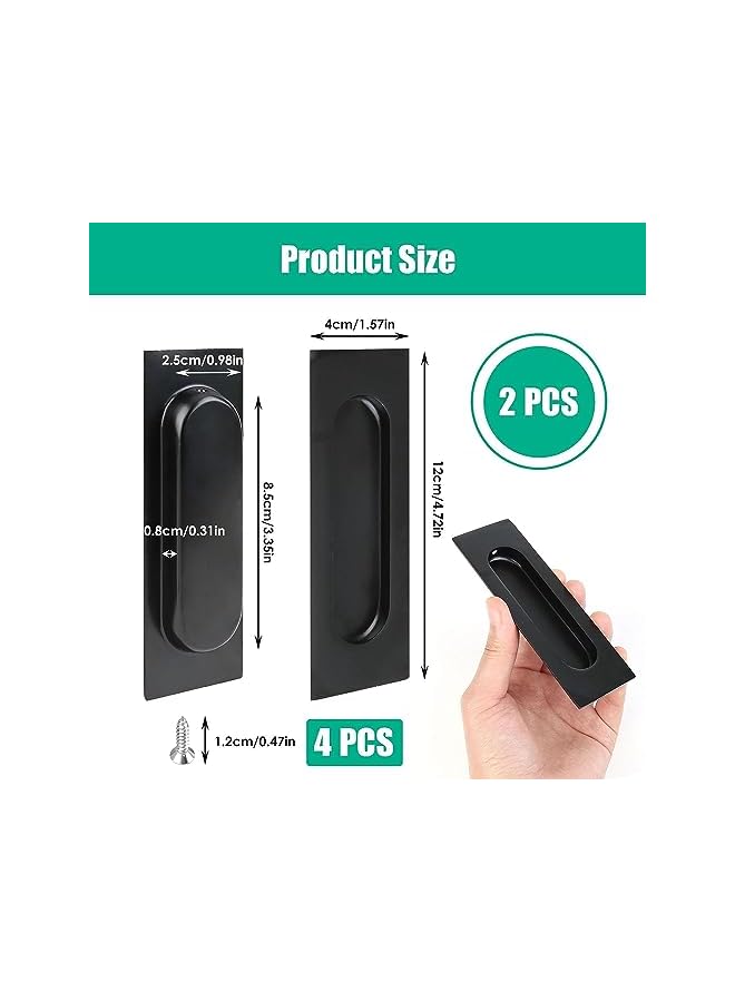 The Bros Recessed Finger Flush Pulls, 4.75" Black Stainless Steel Knob Handles with Screws, Invisible Handle for Kitchen Cupboard Wardrobe Dresser Barn Door Closet, 2 Pack - Image 5