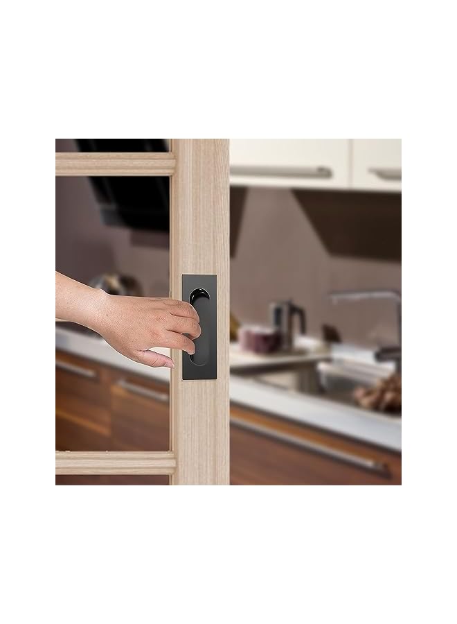 The Bros Recessed Finger Flush Pulls, 4.75" Black Stainless Steel Knob Handles with Screws, Invisible Handle for Kitchen Cupboard Wardrobe Dresser Barn Door Closet, 2 Pack - Image 3