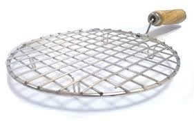 LSARI Steeliness Steel Standard Size 17 cm Round Papad Roaster Chapati Roti Jali Barbeque Grill with Wooden Handle (1 Pc) - Image 2