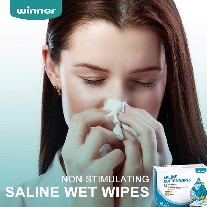 Winner Sterile Saline Wipes, 6" x 8" Large Personal Care Wipes, Gentle Saline Pads for Piercings, Multi-Purpose for Sensitive Eyes and Face, Individually Wrapped, 70 Count - Image 5