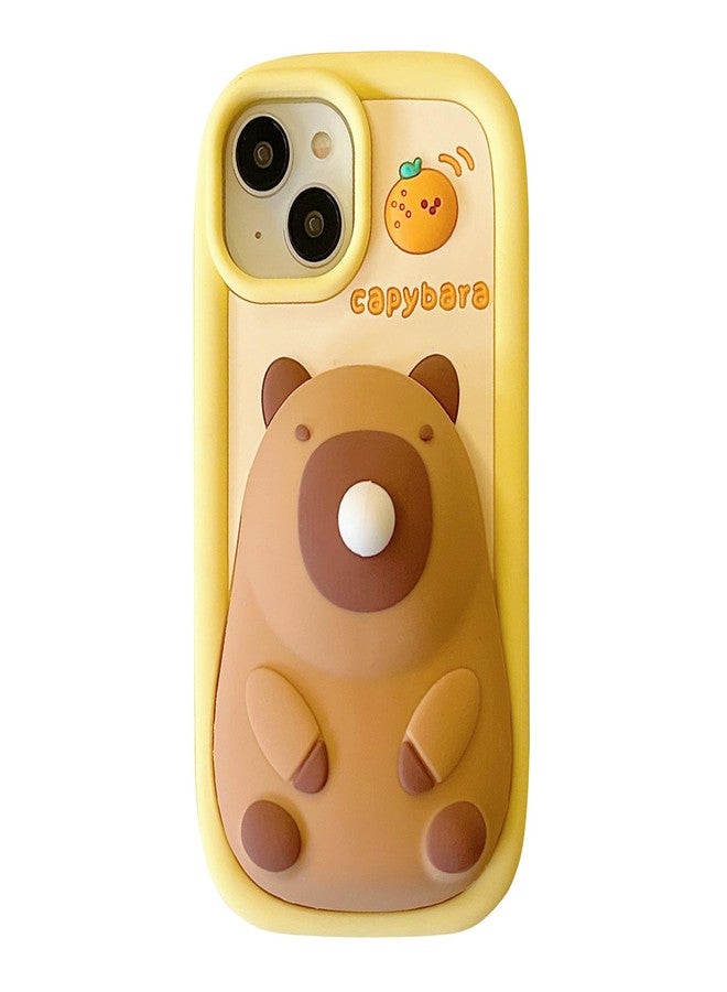 QoKcoahn جراب QoKcoahn لهاتف iPhone 13، جرابات هواتف ثلاثية الأبعاد لطيفة بتصميم كاواي، غطاء كرتوني مضحك على شكل حيوان الكابيبارا مع سلسلة مفاتيح، جراب حماية من السقوط مصنوع من جل السيليكون الناعم لهاتف iPhone 13 - Image 1