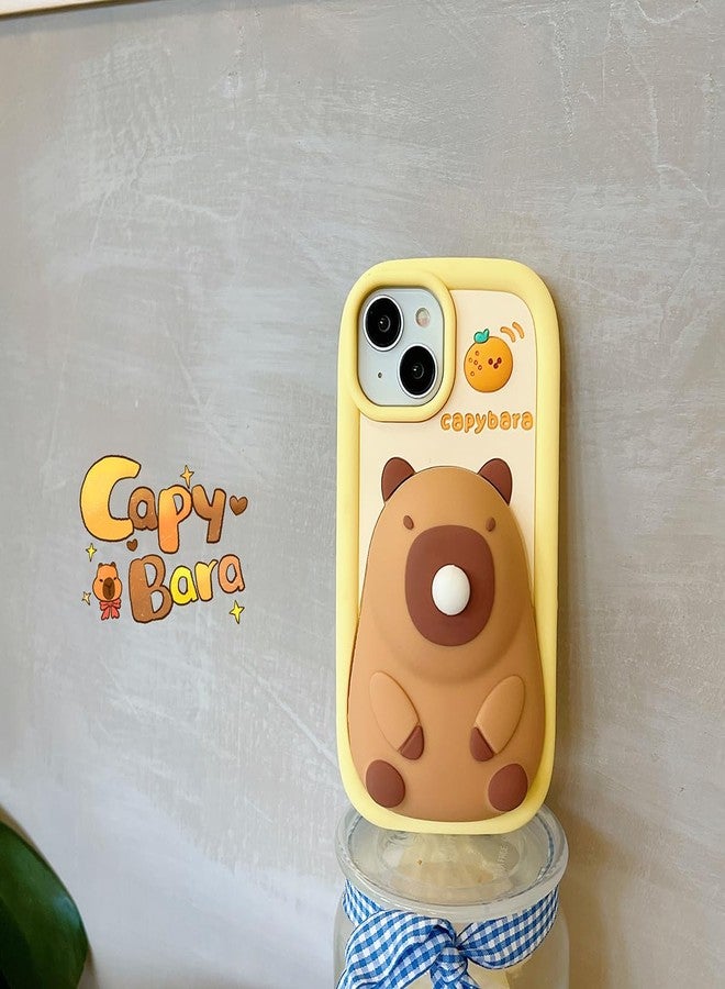 QoKcoahn جراب QoKcoahn لهاتف iPhone 13، جرابات هواتف ثلاثية الأبعاد لطيفة بتصميم كاواي، غطاء كرتوني مضحك على شكل حيوان الكابيبارا مع سلسلة مفاتيح، جراب حماية من السقوط مصنوع من جل السيليكون الناعم لهاتف iPhone 13 - Image 5