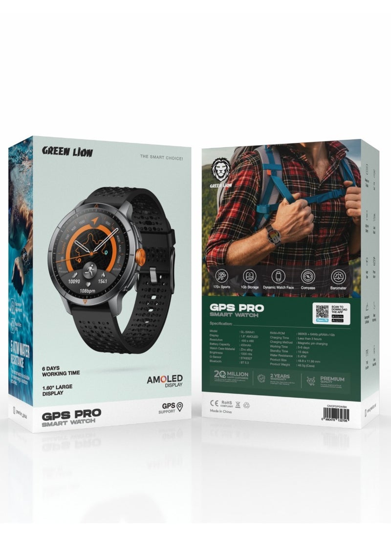 GREEN LION Pro Smart Watch 1.6" AMOLED with Dynamic Watch Face & 6 Days Working Time / TWS Function / Bluetooth 5.3V / Sleep Monitoring / Always-on Display / Phone Album/ Local Music / 170+ Sports / Heart Rate - Black  - Image 2
