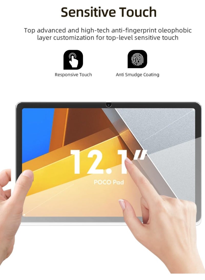 Screen Protector for Xiaomi Poco Pad 12.1 inch Tablet,Tempered Glass Film Anti-Scratch High Touch Sensitivity,1Pack. - Image 4