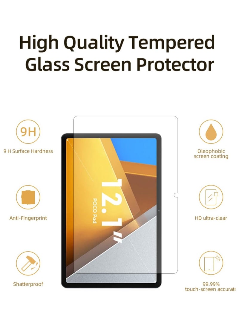 Screen Protector for Xiaomi Poco Pad 12.1 inch Tablet,Tempered Glass Film Anti-Scratch High Touch Sensitivity,1Pack. - Image 2