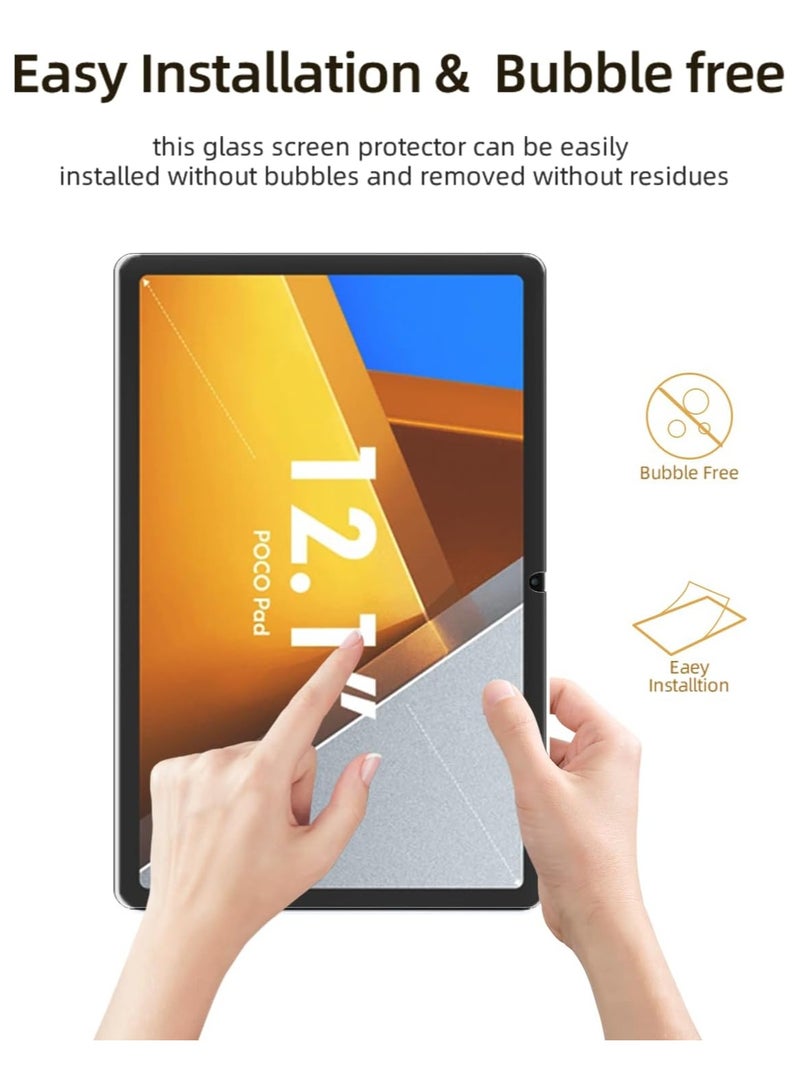 Screen Protector for Xiaomi Poco Pad 12.1 inch Tablet,Tempered Glass Film Anti-Scratch High Touch Sensitivity,1Pack. - Image 3