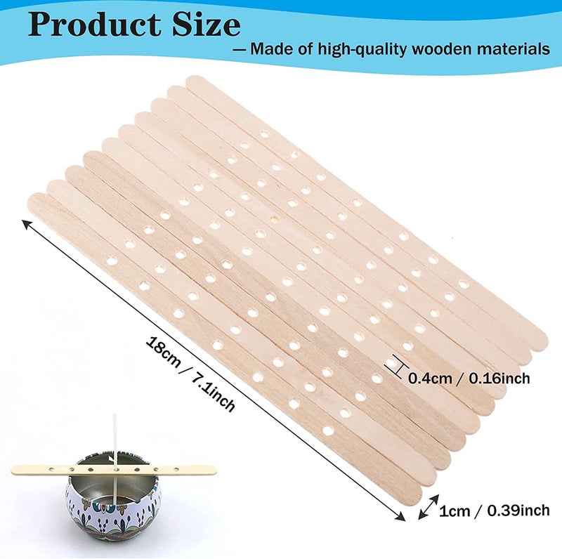 GSXRB 100pcs Wooden Candle Wick Holders - 3 Wick Candle Holders, Candle Making Wick Centering Tool with 7 Holes - Image 2