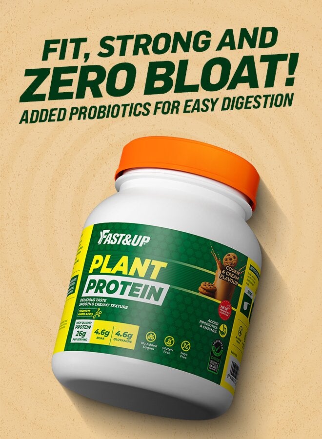 FAST&UP Plant Protein - 26 g Protein with BCAA & Digestive Enzymes & Probiotics 25 servings Cookies & Cream flavour - Image 5