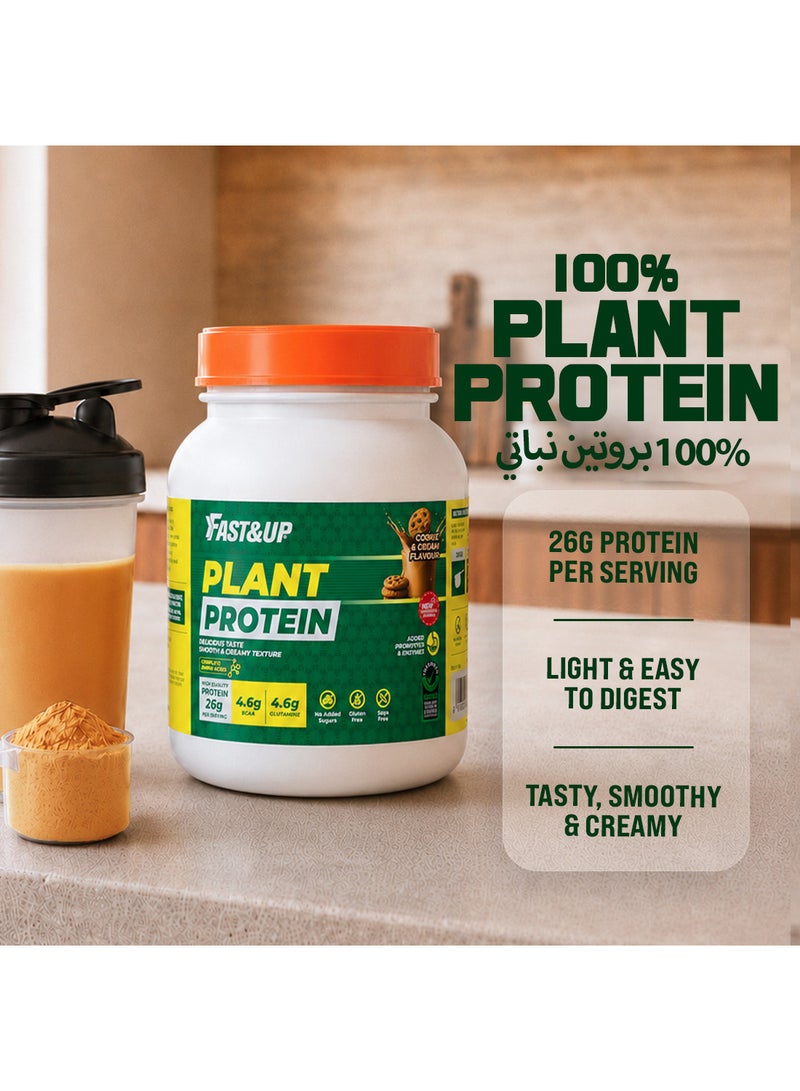 FAST&UP Plant Protein - 26 g Protein with BCAA & Digestive Enzymes & Probiotics 25 servings Cookies & Cream flavour - Image 4
