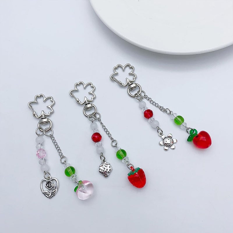 cioatu Cute Keychain Aesthetic Y2K Keychain Accessories Heart Butterfly Strawberry Bear Key Chain for Keys Bags Women Gifts - Image 3