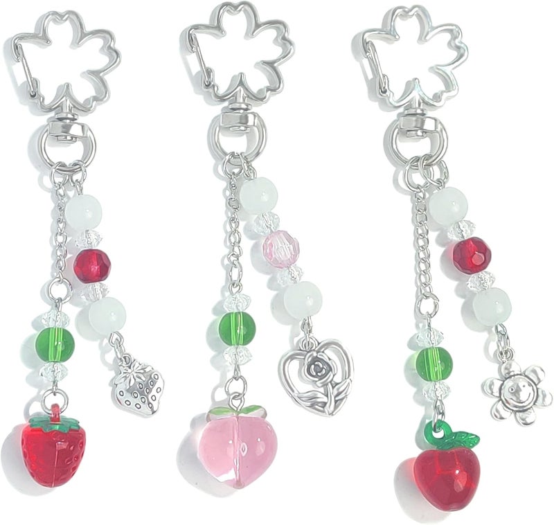 cioatu Cute Keychain Aesthetic Y2K Keychain Accessories Heart Butterfly Strawberry Bear Key Chain for Keys Bags Women Gifts - Image 1