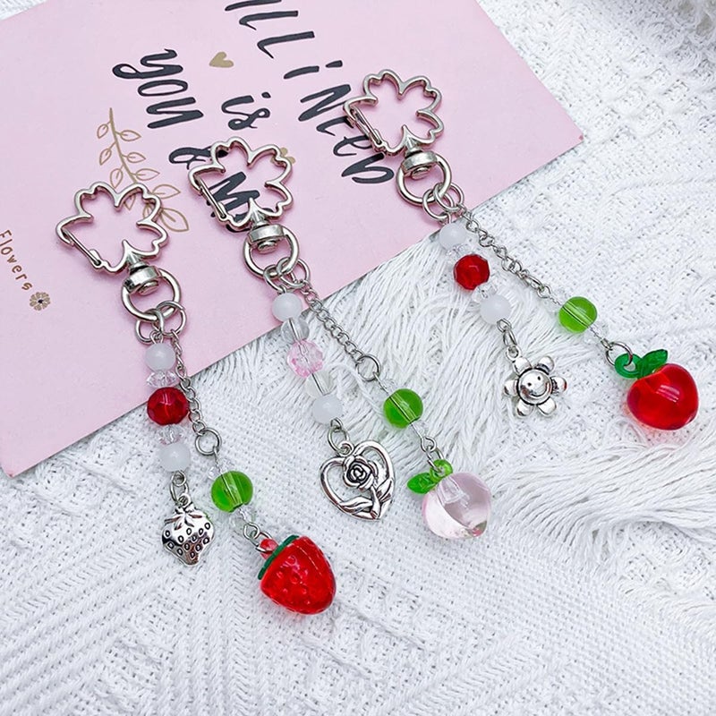 cioatu Cute Keychain Aesthetic Y2K Keychain Accessories Heart Butterfly Strawberry Bear Key Chain for Keys Bags Women Gifts - Image 2