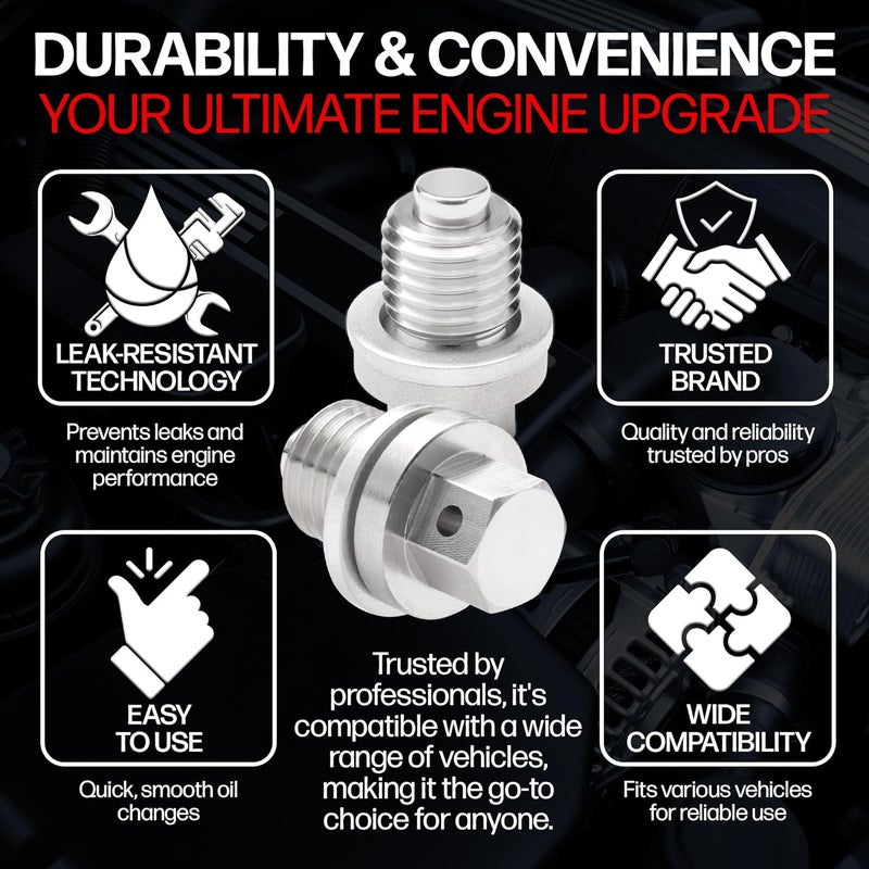 VOTEX DP016 Stainless Steel Engine Oil Drain Plug with Neodymium Magnet (M12 X 1.5 X 14.65 MM) - Image 4