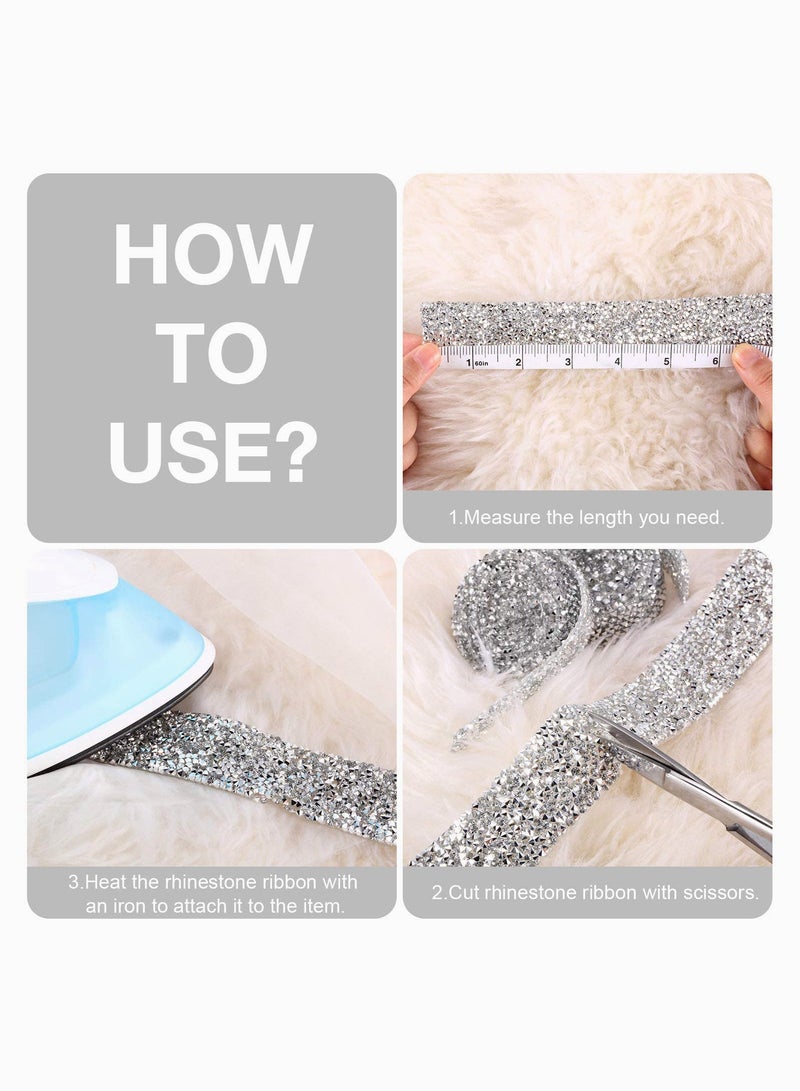 Sparkling Crystal Rhinestone Ribbon 3 Yards Diamond Roll for Wedding Cakes and Birthday Crafts 3 Rolls in 3 Sizes for Elegant Decorations - Image 3