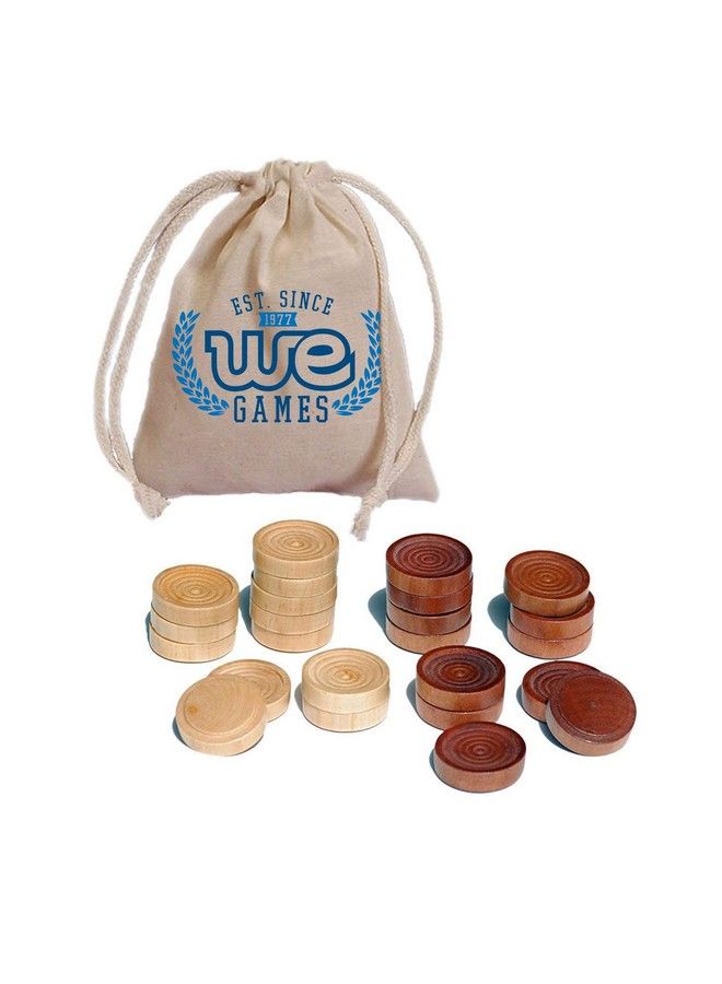 WE Games Wood Backgammon Chips With Cloth Pouch Brown & Natural 1.5 In. Diameter  - Image 2