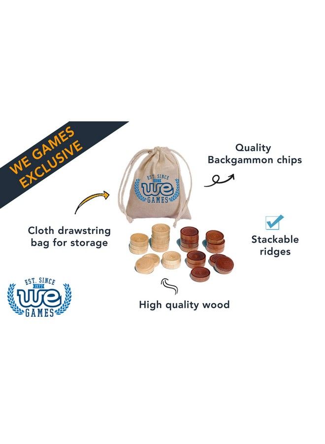 WE Games Wood Backgammon Chips With Cloth Pouch Brown & Natural 1.5 In. Diameter  - Image 3
