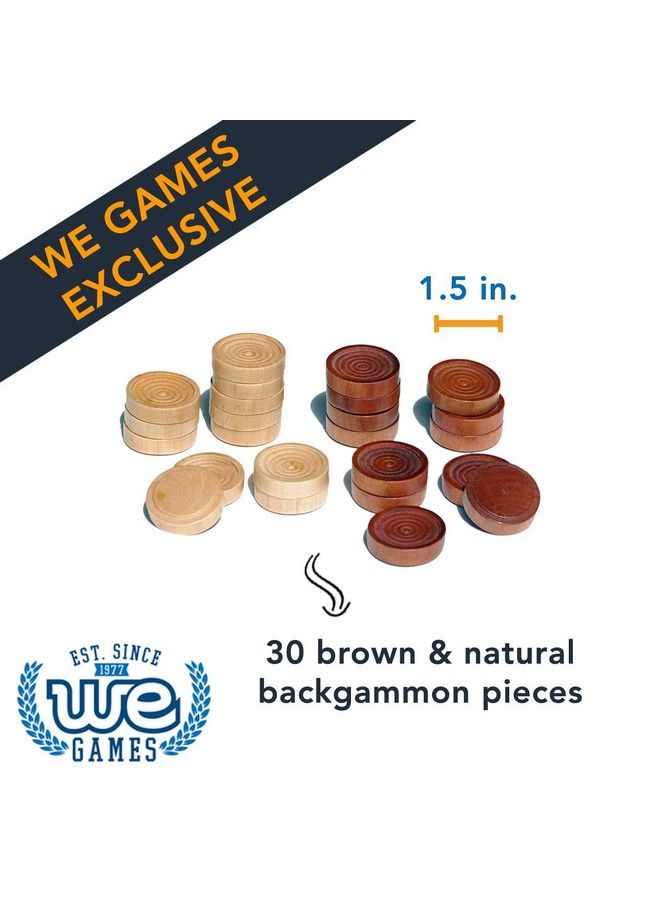 WE Games Wood Backgammon Chips With Cloth Pouch Brown & Natural 1.5 In. Diameter  - Image 4