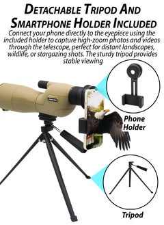 DBLEW 25-75x60 High Power Spotting Scope with Metal Tripod & Phone Adapter, BAK4 Prism & FMC Lens for Bird Watching, Hunting, Wildlife Adventure Photography, Outdoor Camping, Target Shooting, Waterproof and Fog Proof Telescope with Carry Case & Accessories Low Light Vision 60mm Objective Diameter  - Image 2