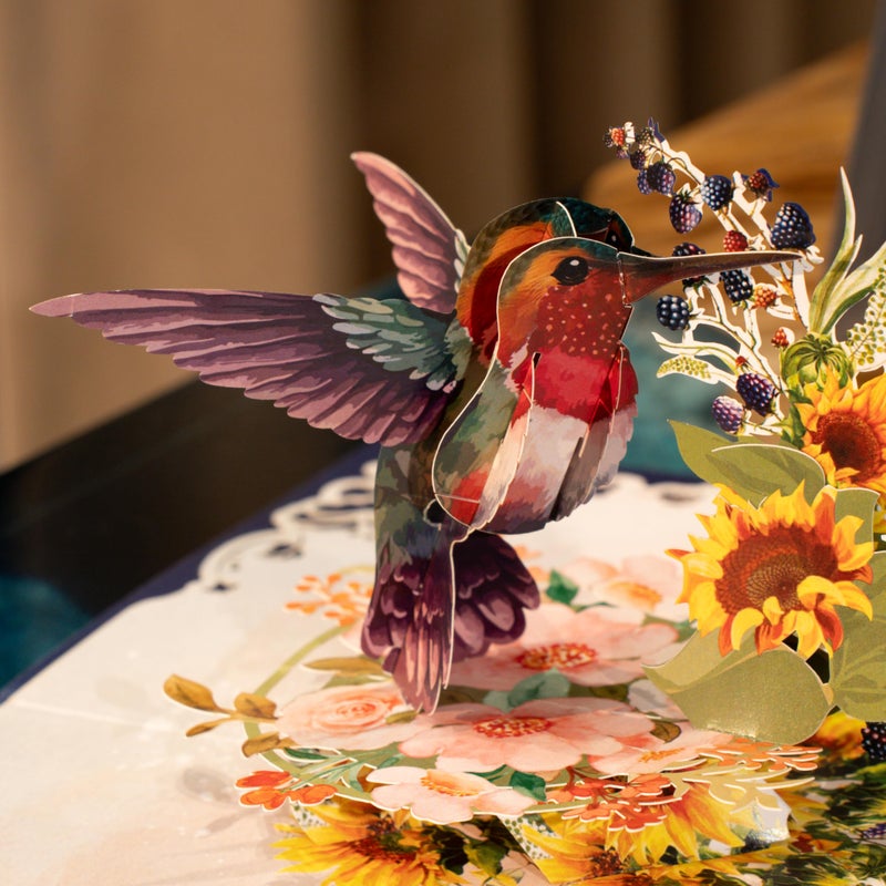 CUT POPUP.COM CUTPOPUP Birthday Card Pop Up, 3D Pop-up Greeting, Mother's Day, Birthday Card for Women (Hummingbird Sunflower) - Image 5