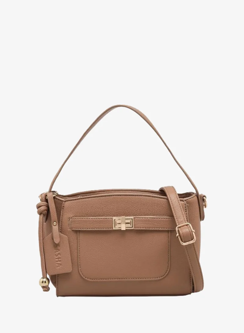 Sasha Sasha Textured Crossbody Bag with Zip Closure
