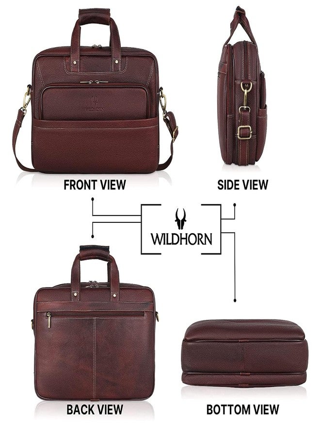 WildHorn Genuine Leather Office Bag for Men | Stylish Executive Leather Bag | 15.6-Inch Laptop Bag with Adjustable Strap & Multiple Compartments | 1-Year Warranty - Image 5