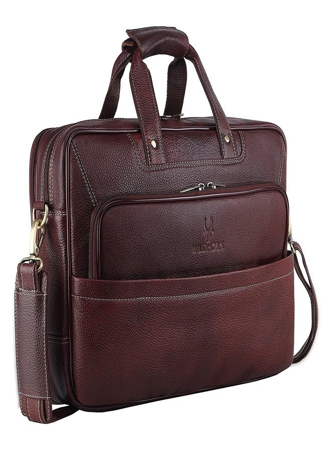 WildHorn Genuine Leather Office Bag for Men | Stylish Executive Leather Bag | 15.6-Inch Laptop Bag with Adjustable Strap & Multiple Compartments | 1-Year Warranty - Image 1