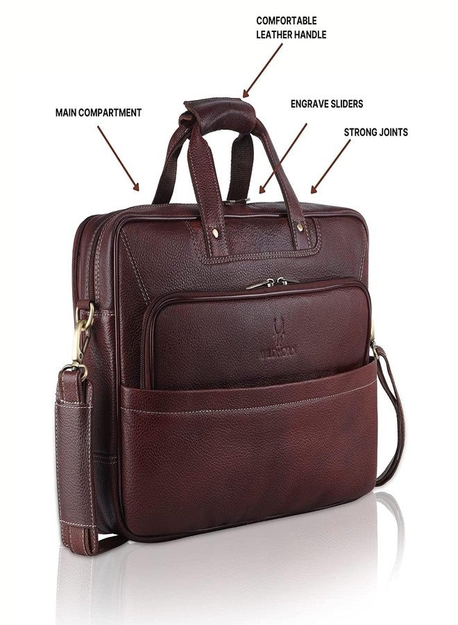 WildHorn Genuine Leather Office Bag for Men | Stylish Executive Leather Bag | 15.6-Inch Laptop Bag with Adjustable Strap & Multiple Compartments | 1-Year Warranty - Image 2