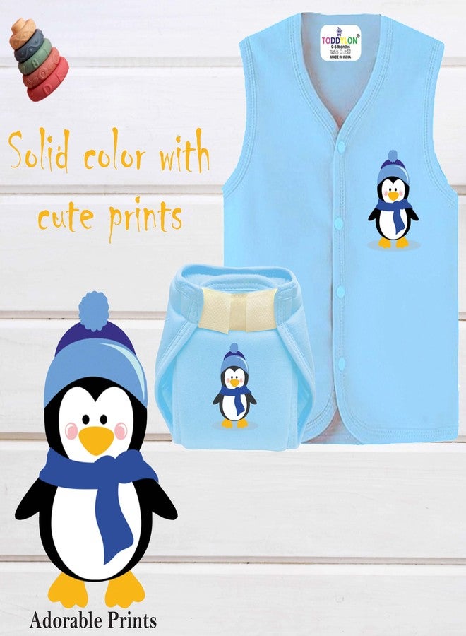 Toddylon New Born Baby Clothes Jhabla Set with Non Padded Single Layer Nappy | Baby Dress | Front Open Shirt | Nappies | Cotton | Clothing Set | Sleepwear | Gift Combo | Boys & Girls (0-6 Months) - Image 3