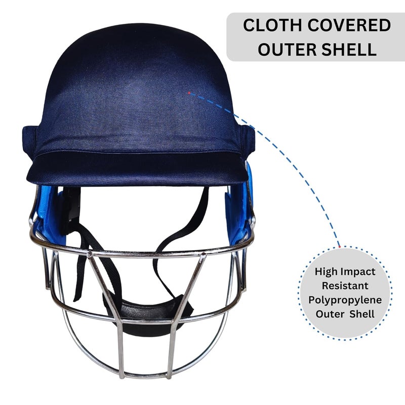 Prokick Cricshell Cricket Helmet with Fixed Stainless Steel Grill | Ultra-Protection Padding: Shock Proof, Lightweight | Comfortable Fit | Better Visibility (Navy - Small) - Image 4